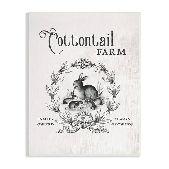 Stupell Industries Cottontail Farm Vintage Advertisement Rabbit Family Country Illustration Wall Plaque
